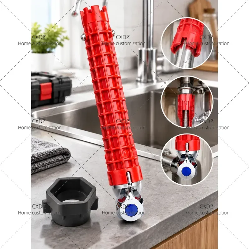 8 in 1 Sink Wrench Multi Functional Faucet Tool for Water Pipe Bathroom Wash Basin Disassembly Installation Repair
