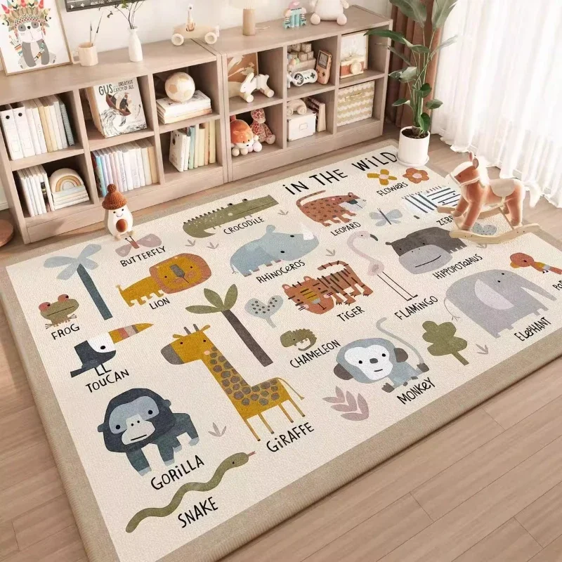 ZYCartoon Style Rugs for Bedroom Thick Plush Children's Floor Mat Large Area Living Room Decoration Carpet Fluffy Soft Bedside R