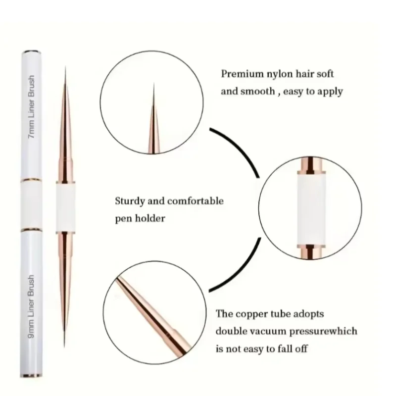 5Pcs Dual End Nail Art Pen Brushes Double-Ended Nail Art Brushes For Long Lines, Professional nail tools image 5