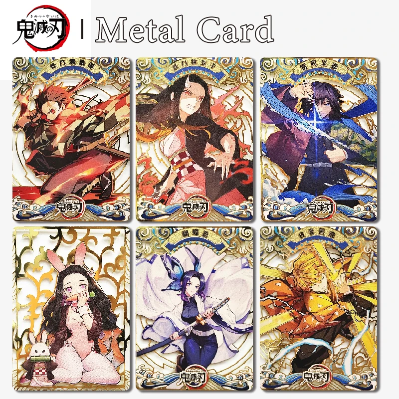 Diy Demon Slayer Metal Card Anime Characters Kamado Nezuko Agatsuma Zenitsu Kamado Nanjirou Collection Card Christmas Gift