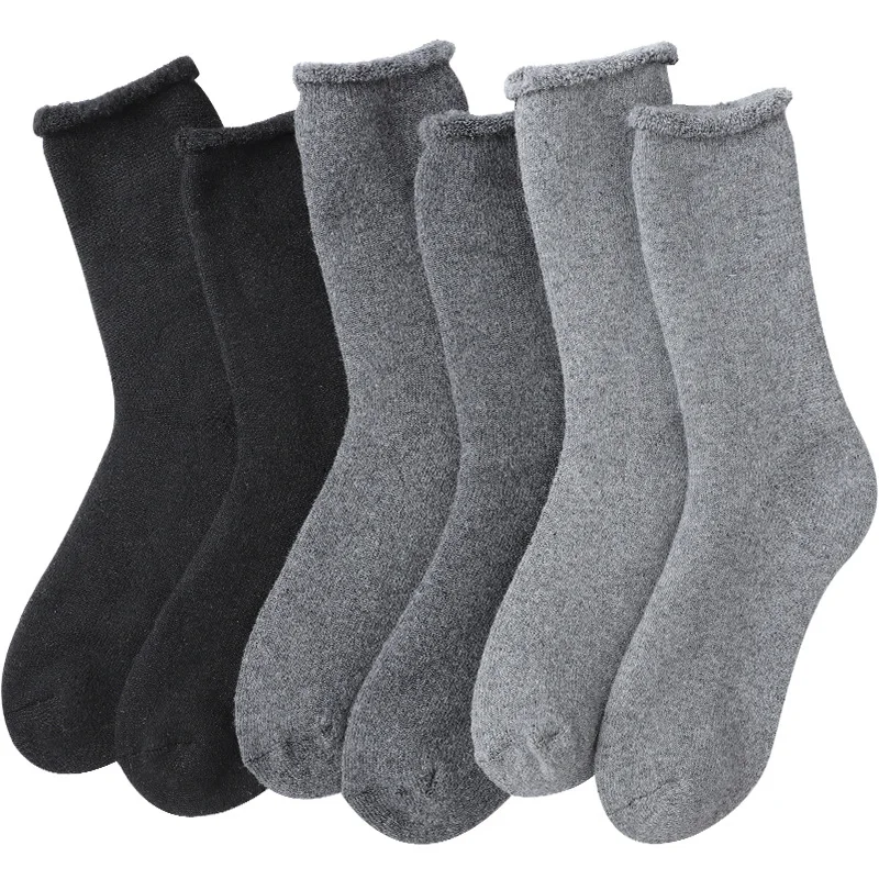 

Sock Leisure Athletic Sports Crew Dress Winter Men Fleece Thickened Snow Loop Warm mid-calf Sleeping Floor Dark Color B2W74