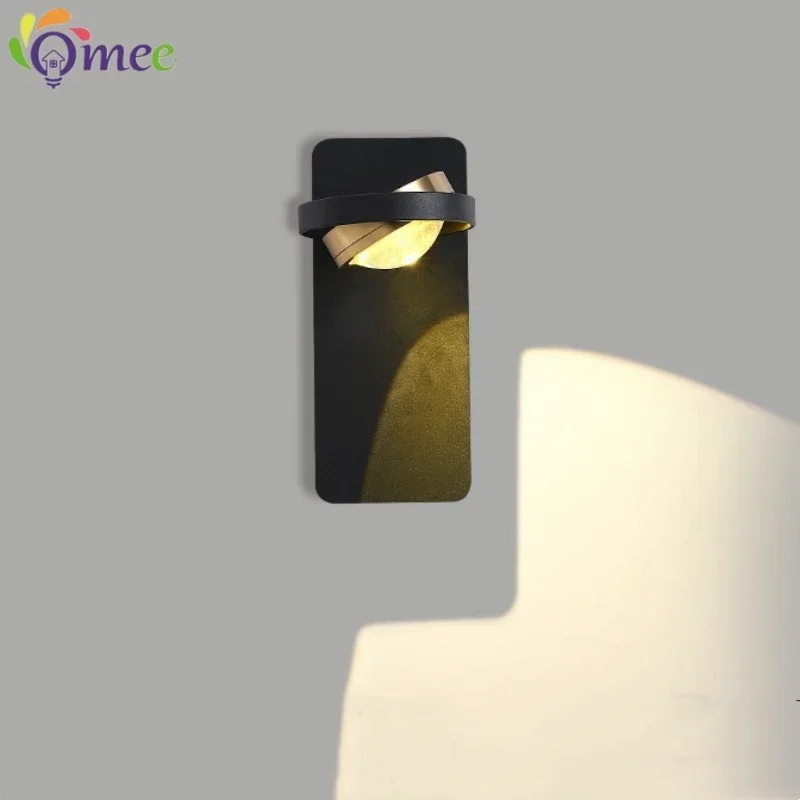 

New Rotating Modern LED Wall Lamp Eye Protection Spectrum Black/White Background Wall Lamp For Indoor Lighting Bedroom sconce