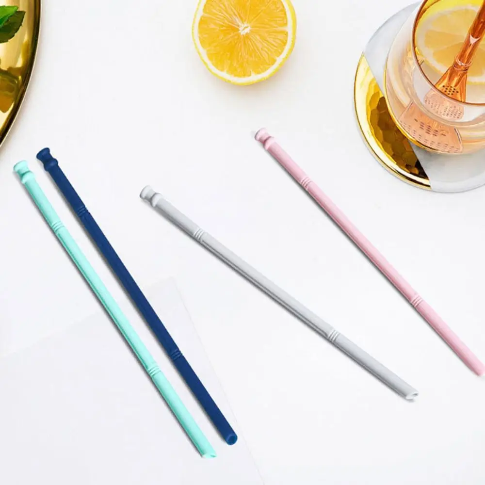 Bent/Straight Silicone Straws Portable Flexible Long Drink Straws Soft Reusable Cocktails Straws Milk Tea