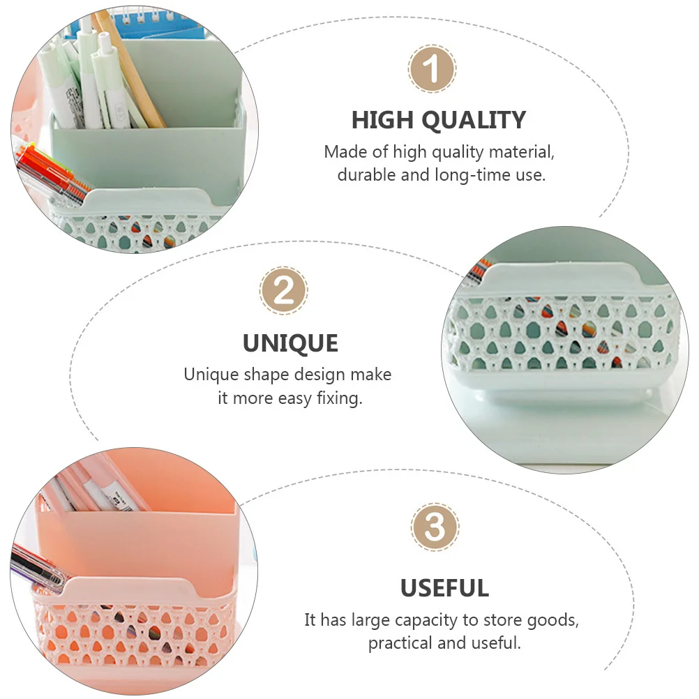 

2Pcs Desktop Storage Basket Simple Design Large Capacity Home Storage Box for Kitchen Study Room Dormitory Organization