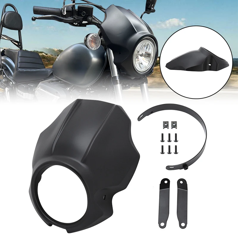 

ABS Motorcycle Front Cowl Matte Black Headlight Fairing Mount Kits For Yamaha XVS 950 SPEC BOLT 950 2013-2022