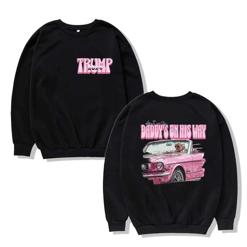 Dad on the Road, Pink Cars, Pink Trump 2024, Maga Oversized T-Shirts, Fashion Aesthetics, Harajuku Casual Tops,Streetwear,Unisex