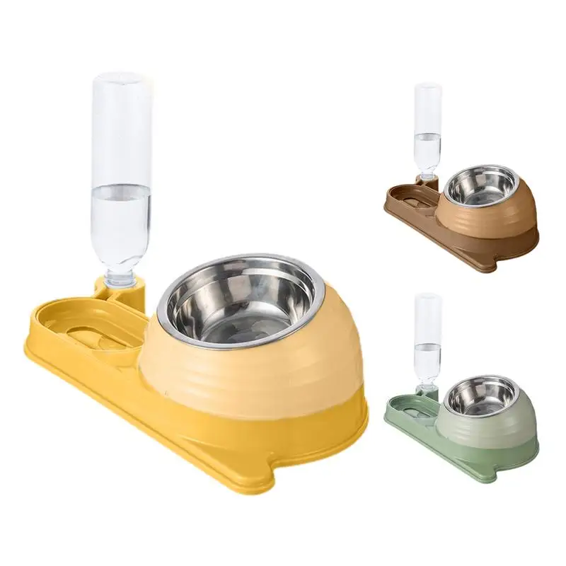 Cat Food Bowl With Water Dispenser Tilted Cat Food And Water Bowl Set With Water Dispenser Snail Shape Pet Dish Raised Cat Dish