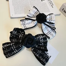 Fashion Fabric Camellia Flower Hair Clips Bow Spring Clip Ponytail Hair Pins for Women Girl Headwear Hair Accessories Wholesale