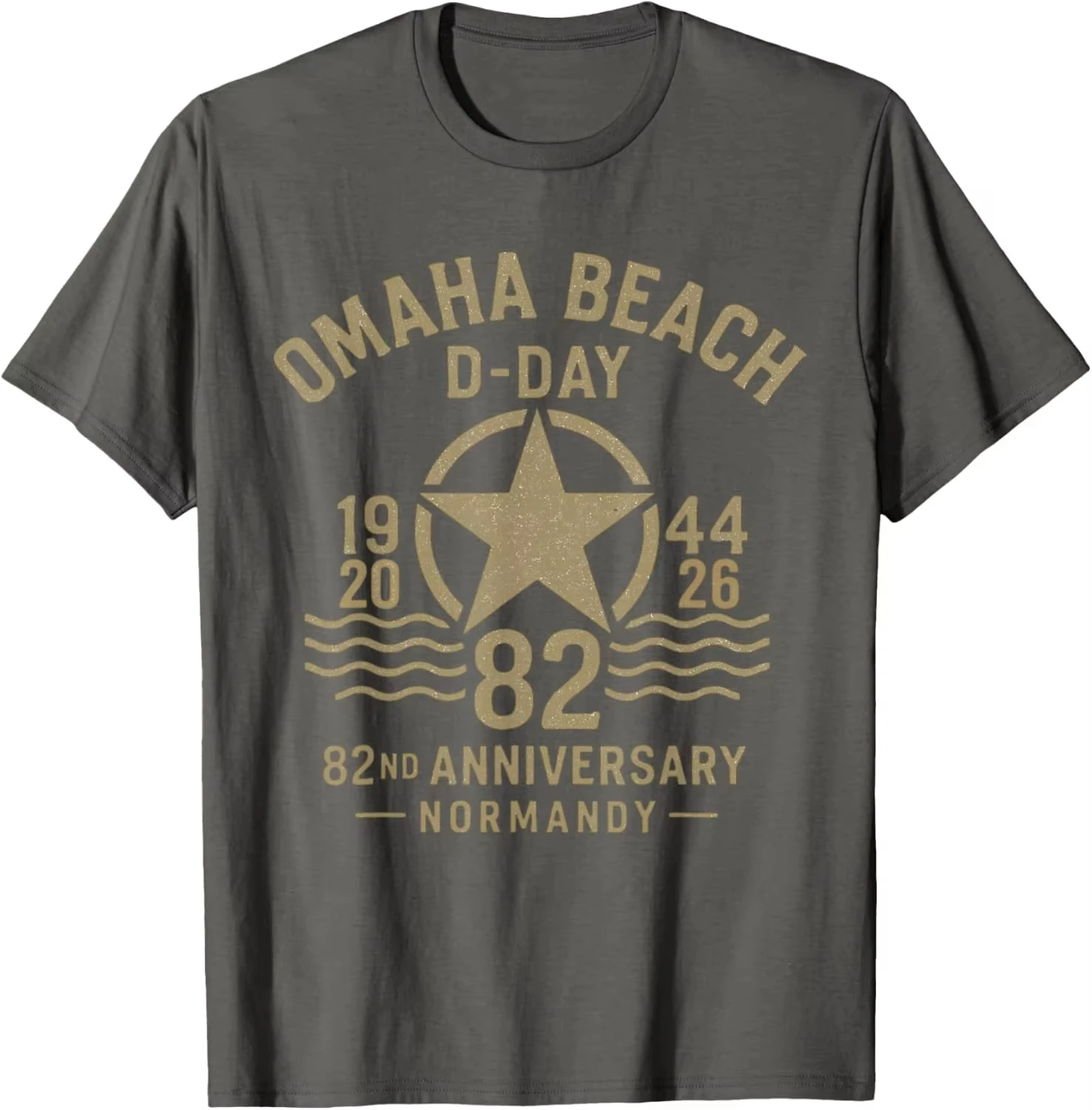 D-Day 82nd Anniversary 2026 Normandy D-Day Omaha Beach 1944 T-Shirt Men's Cotton T-shirts Summer Short Sleeve Streetwear view 3