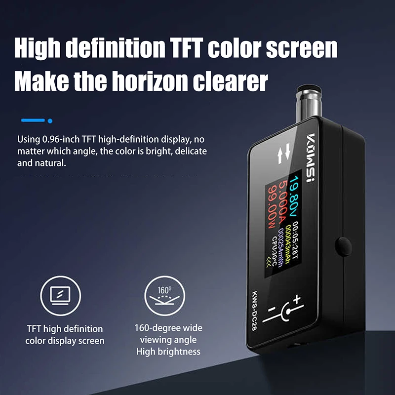 New KWS-DC28 0.96 Inch TFT HD Digital Display DC 5.5*2.5 Interface Tester Voltage Ammeter Power Meter Multi In One Display