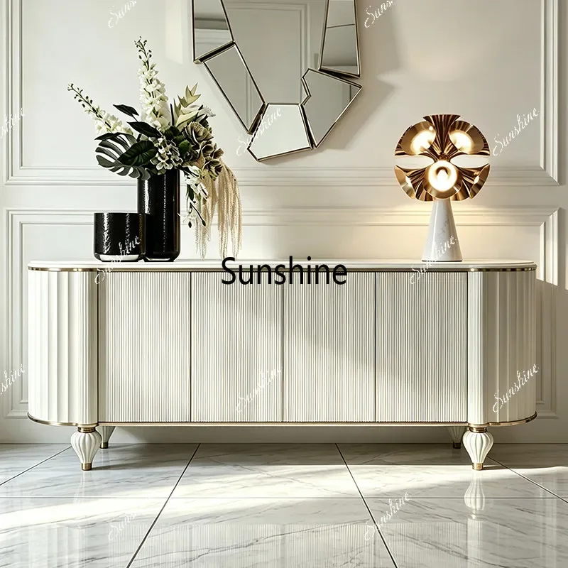 French light luxury dining side cabinet villa living room three-dimensional engraving decorative cabinet T*