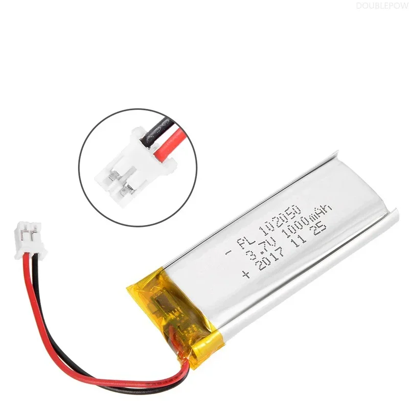 3.7V 102050 Lipo Cells,1000mah Lithium Polymer Rechargeable Battery for GPS Recording Pen LED Light Beauty Instrument MP3