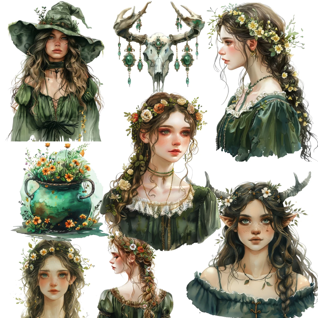 18pcs Cute Self-made Forest elk witch elf skeleton Stickers Scrapbooking decorative DIY Craft Photo Albums  journaling