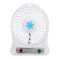 Portable Rechargeable LED Light Fan Air Cooler Mini Desk USB Third Wind Fan Cooling Handheld Mini Fan,White