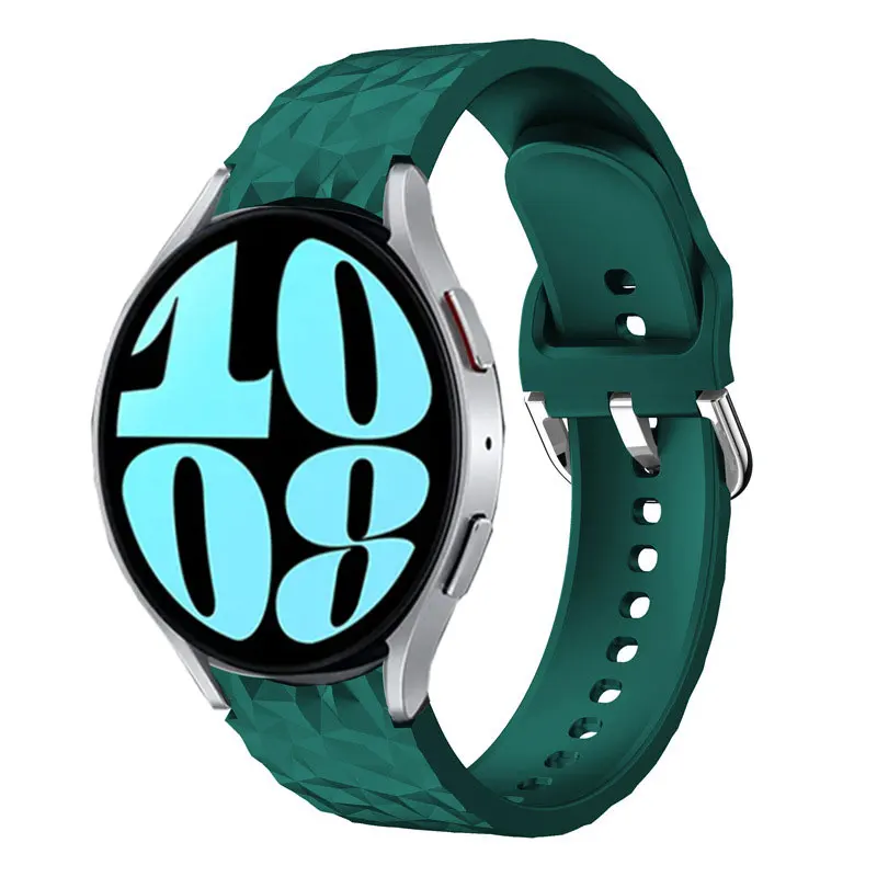 Diamond Pattern Strap For Samsung Watch 6/5/4 40mm 44mm Band No Gap Official Bracelet Correa For Galaxy Watch 6 Classic 43 47mm