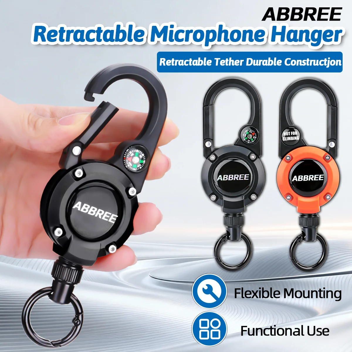 1/2/5PCS ABBREE Einziehbare Heavy Duty Pull Reel Kompass Karabiner Schlüsselring Schnalle Halter Outdoor Sportliche Befestigung mehrere Werkzeug