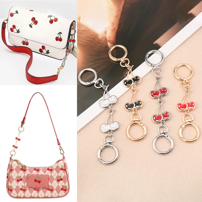 Fashion Elegant Cherry Chain Extender Strap Crossbody Shoulder Bag Replacement Chains Women Bag Charms Keychain Accessories