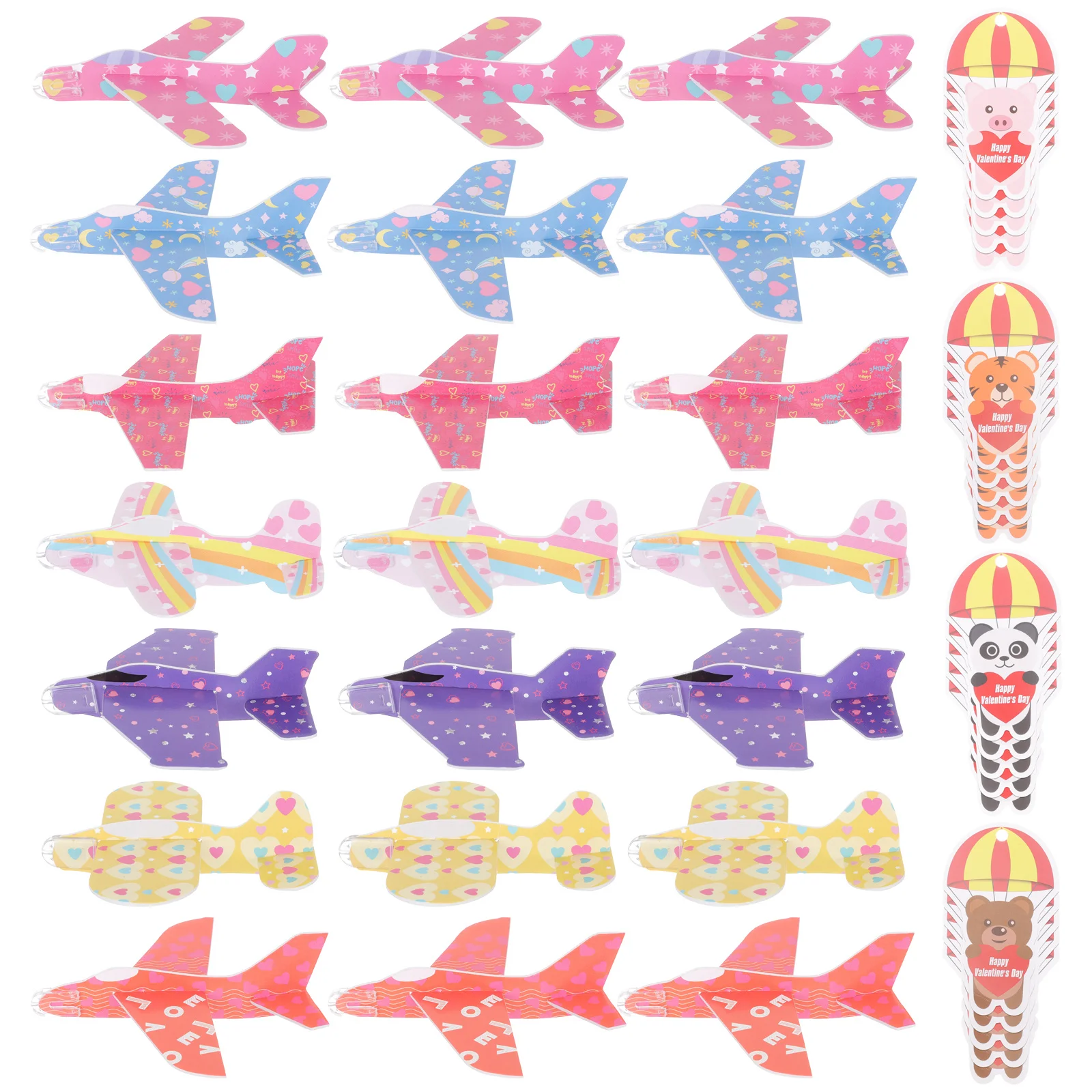 1 Set di aeroplani in schiuma di San Valentino Set di biglietti d'auguri per mosche interne sicuri e facili da montare Premi per l'aula Biglietti d'auguri di San Valentino per bambini