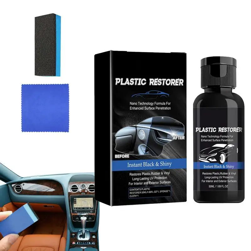 

Car Refurbishment Agent 50ml Auto Plastic Restorer liquid vehicle Upholstery Trim Refurbishment Refresher For Dashboards Bumpers