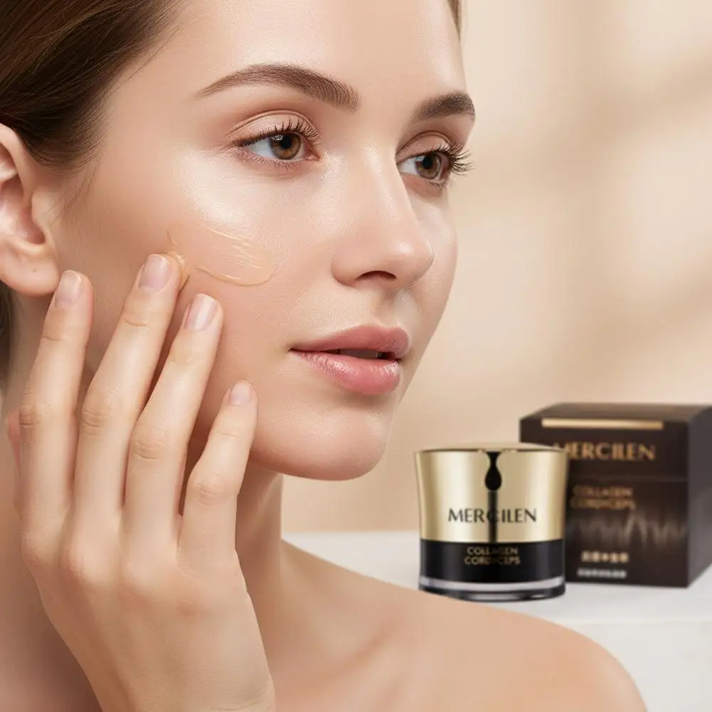 1/2PCS Mercilen Collagen Cordyceps Anti-Wrinkle Firming Energy Cream for Skin Smoothing, Fine Line Reduction, and Moisturizing