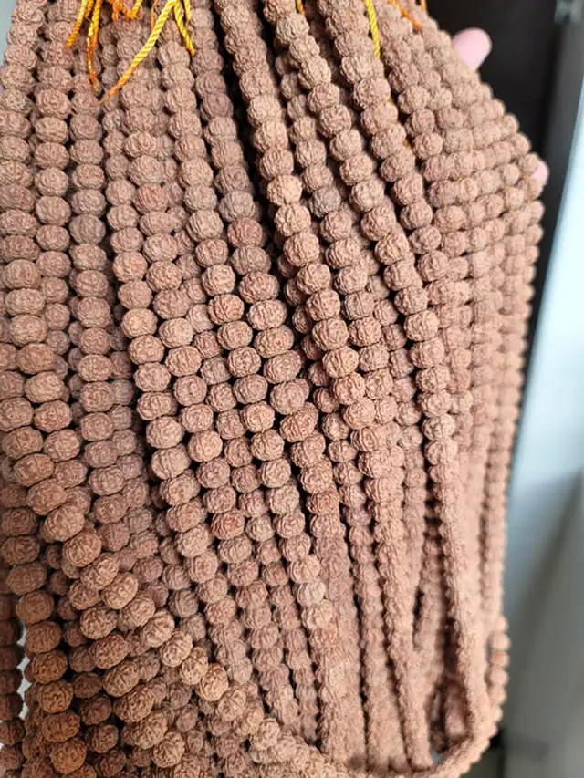 Real Natural Rudraksha Bodhi Beads Strand 108 Beads 7mm 8mm Good Quality Original Color TSB0530 view 3