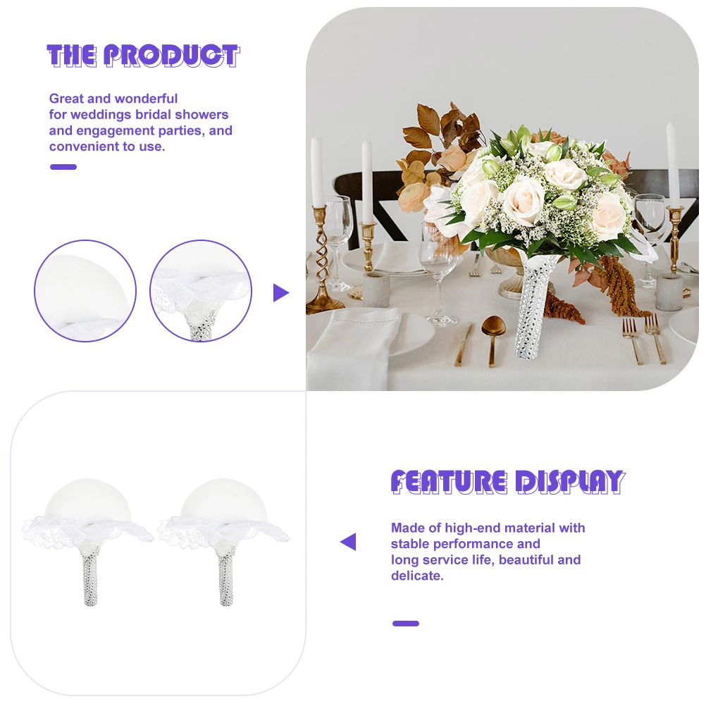 

2pcs Flower Holder Floral Foam Diy Accessories Bridal Handle Bridal Foams Bouquet Holders For Wedding Diy Wedding Bouquet