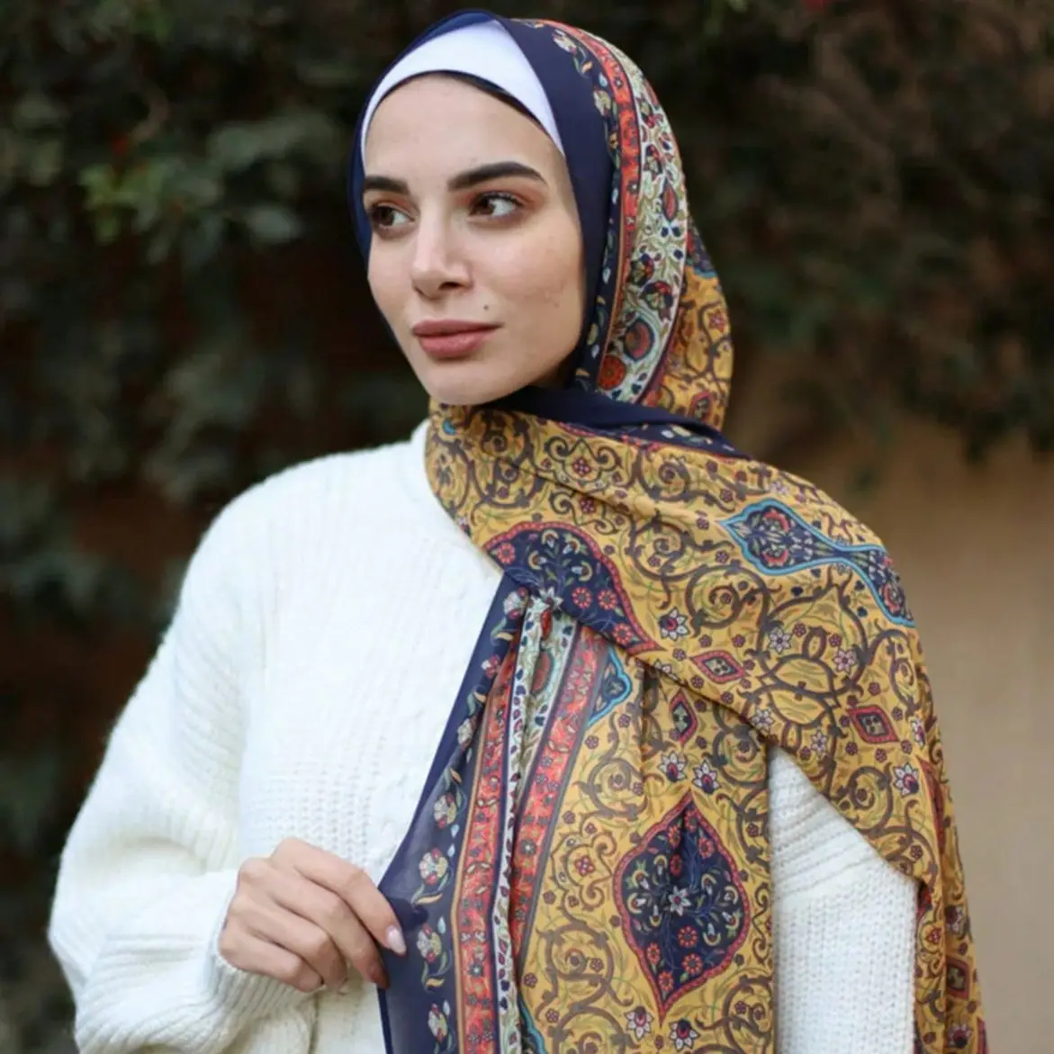 

Novelty Design Print Chiffon Hijab Scarf Muslim Fashion Headscarf Ramadan Beach Sunscreen Shawl Islam Turbans for Women 170*70cm