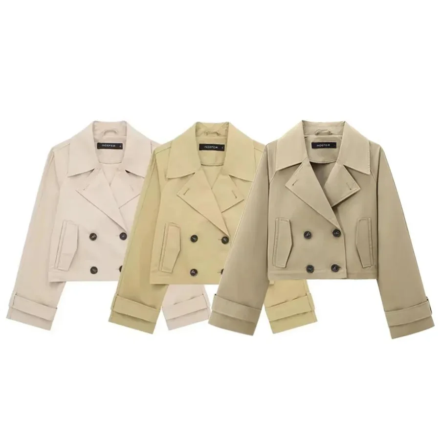 

Women's Style Autumn New Arrival Polyester Blend Medium Weight Street Trend Double Button Casual Versatile Short Coat Jacket
