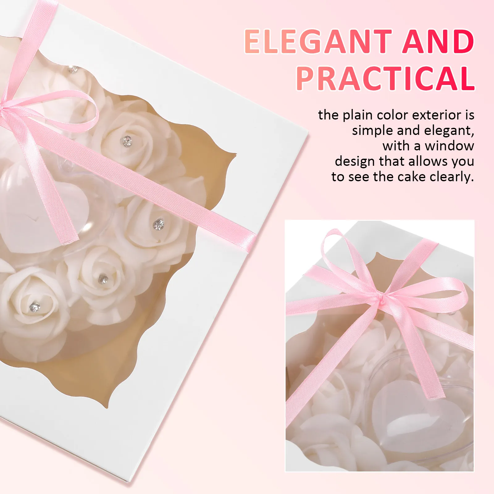 5Sets Cake Boxes Paper Bakery Boxes Clear Window Cake Board Holder Easy Assembly Baking Supplies Bakery Supplies