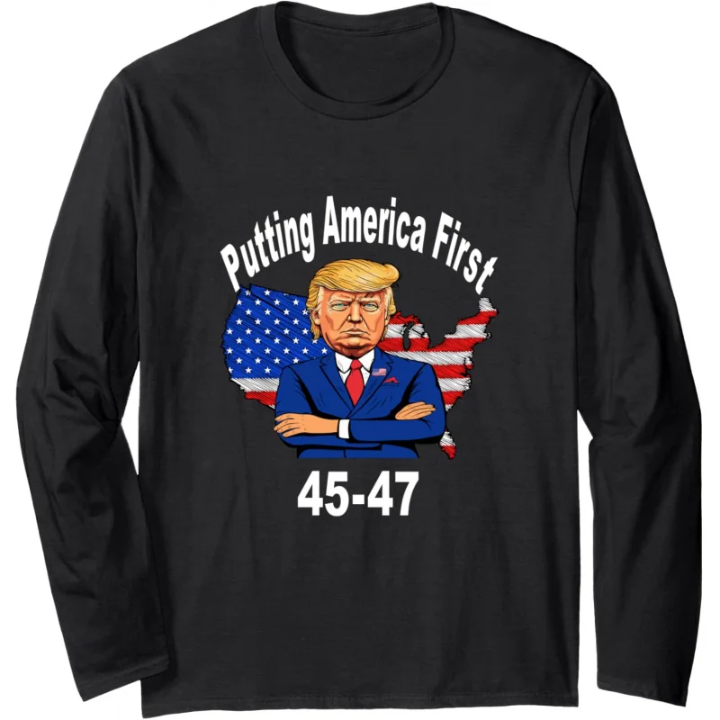 Putting America First, Donald Trump 2024 Presidential Long Sleeve T-shirt