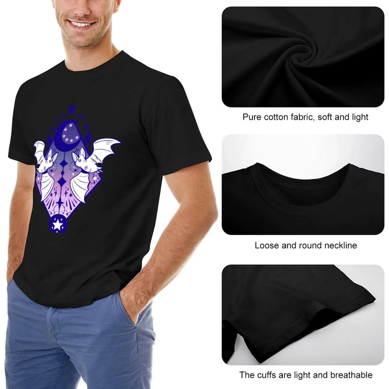 تي شيرت White Bats تي شيرت كبير الحجم تي شيرت مضحك للرجال