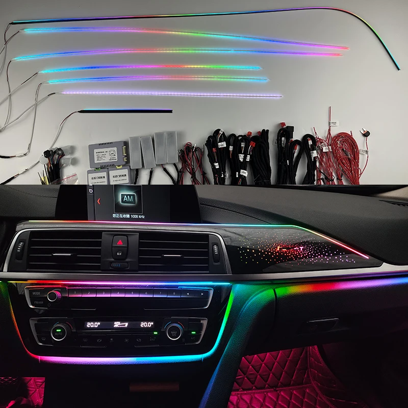 

For BMW 3 Series 3GT F30 App Control 256 RGB Dynamic Colour Car LED Ambient Light Symphony Decorative Lamp Handled Dash Lamp