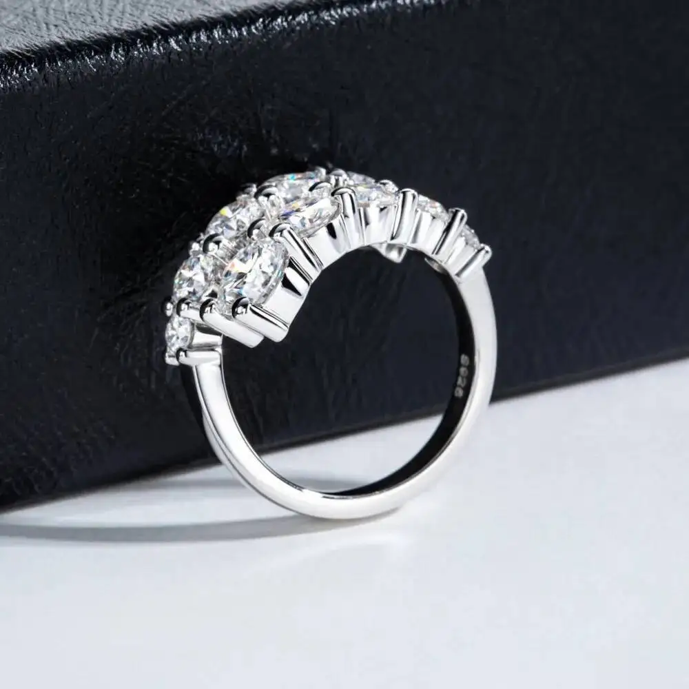 10 Edelstein-Ringe mit Moissanit für Damen, Funkelnde Makellose Labor-Diamanten, Ehering aus 925 Sterling Silber – Detail 6