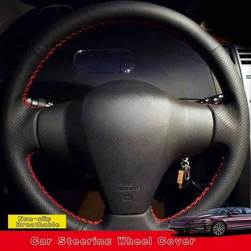 Custom Car Steering Wheel Cover Black Microfiber Leather For Toyota RAV4 2006-2012 Vios 2008-2013 Hand-stitched Auto Interior