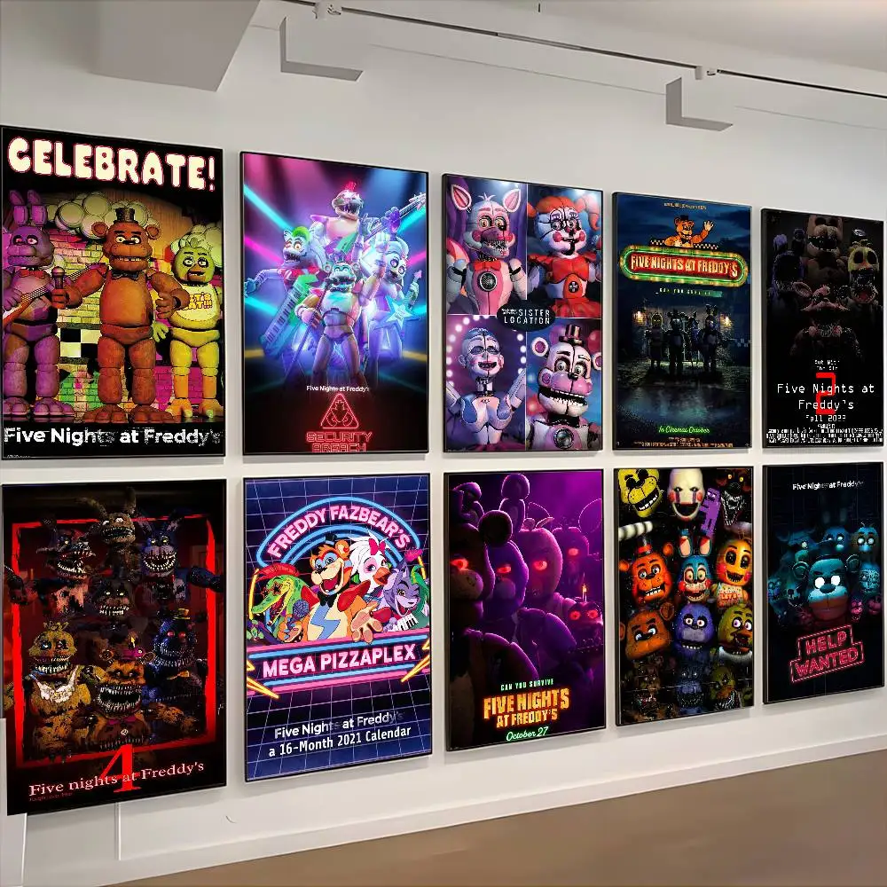 ملصق لعبة Fnaf F-Five-nights-At-F-Freddys عالي الدقة جدار لاصق مقاوم للماء لغرفة المعيشة المنزلية وغرفة النوم والديكور الجمالي