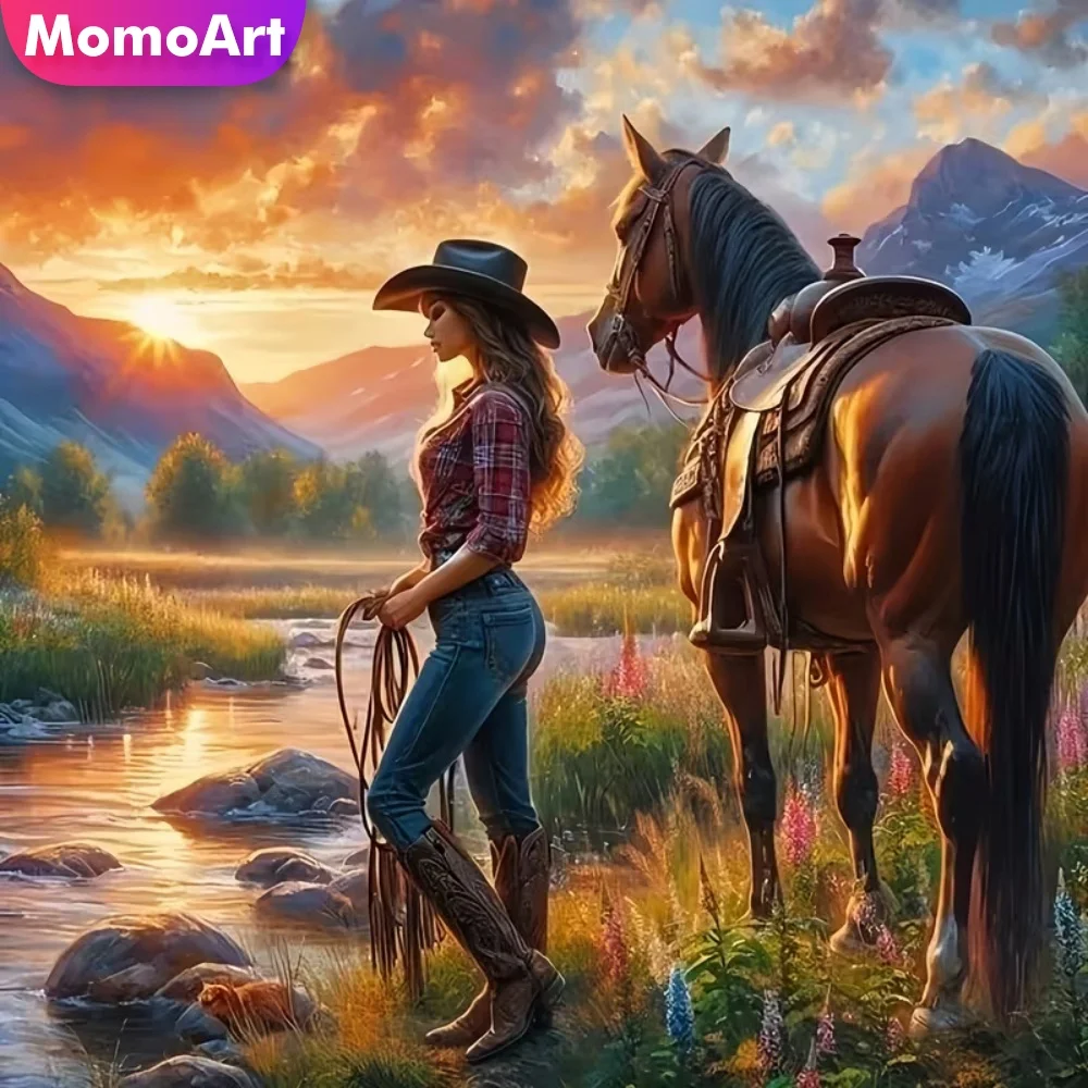 

Алмазная вышивка Momoart: Женский портрет, Лошадь, Река. Новинка! Набор для творчества DIY с квадратными и круглыми стразами. Декор для дома.
