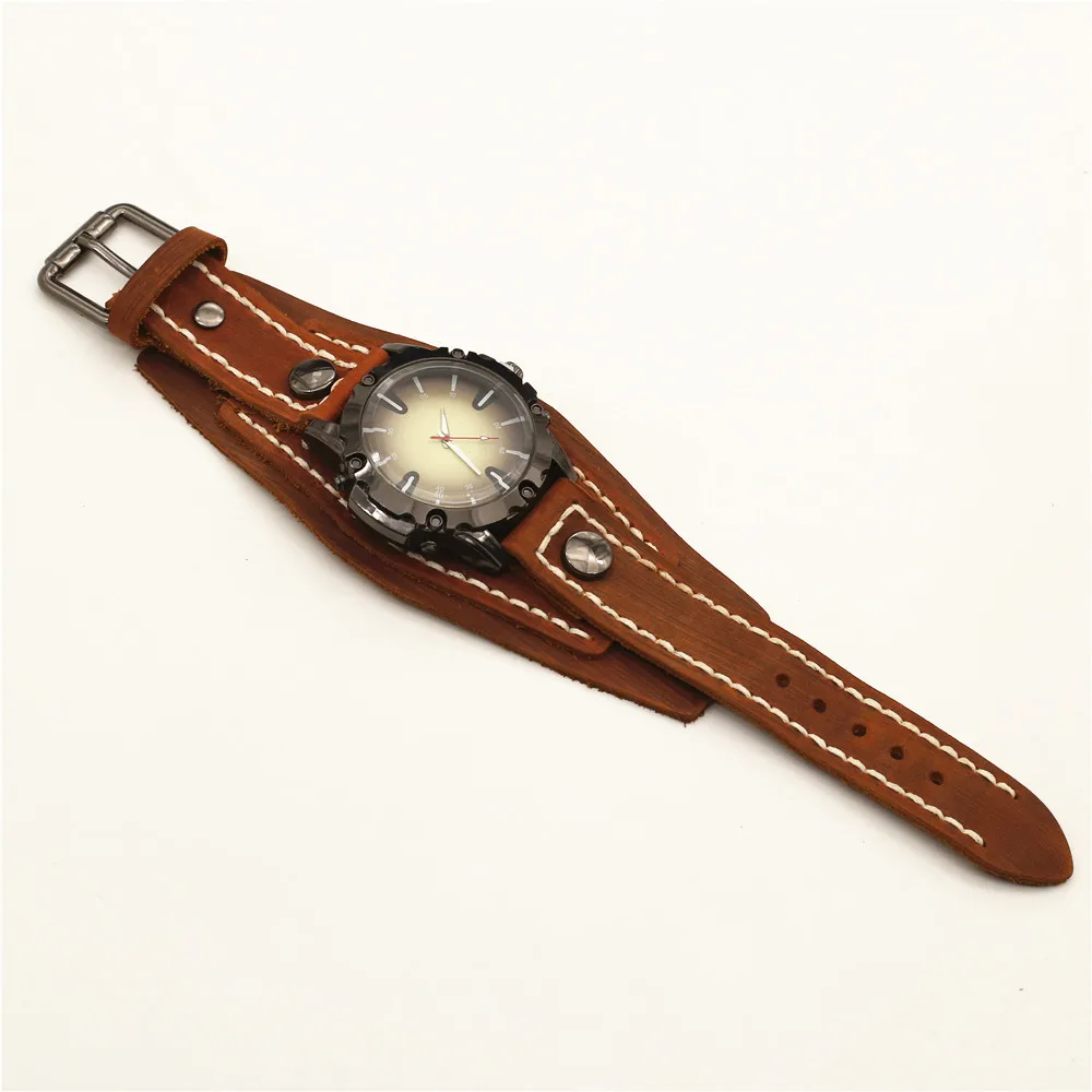 Westbull Electronic Quart Pointer Bracelet Watch Men Genuine Leather Punk Strap Homme Jewelry