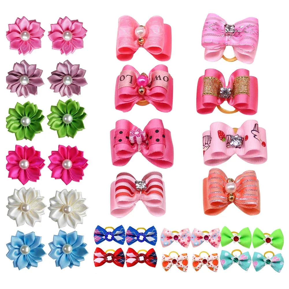 100PCS/Pack Choose Patterns Puppy Dog Small Hair Bows Pet Dog Hair Accessories Dog Grooming Bows for Small Dog Puppy Yorkshir