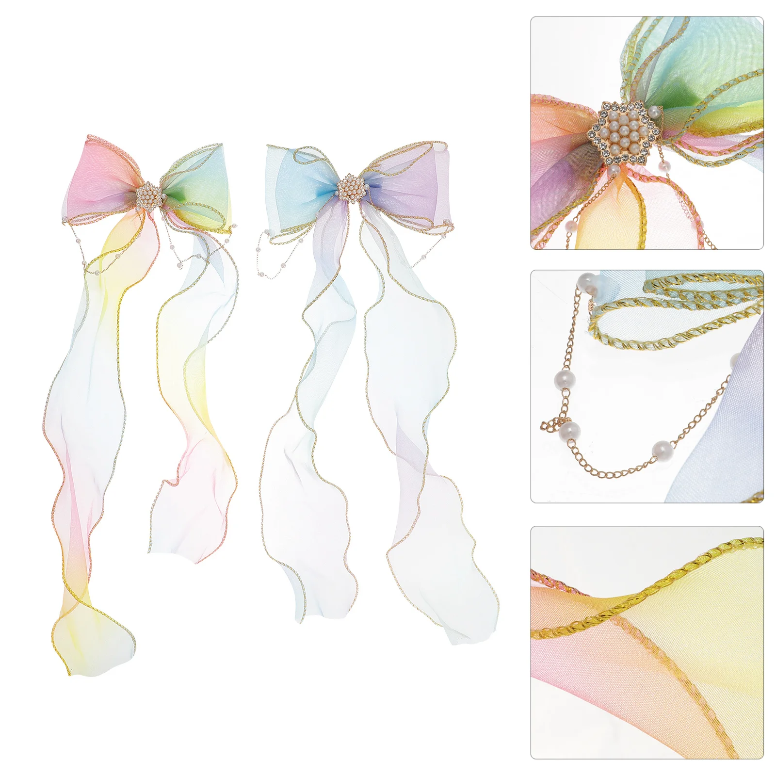 

2Pcs Ribbon Hair Bowknot Hairpins Bow Barrette Girls Hair Clips for Parties Daily Use Classic Bows for Girls Bowknot Hairpins