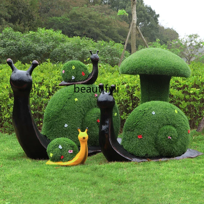 Fiberglass Outdoor Green Plant Sculpture Community Lawn Garden Landscape Decoration Mushroom Ornaments