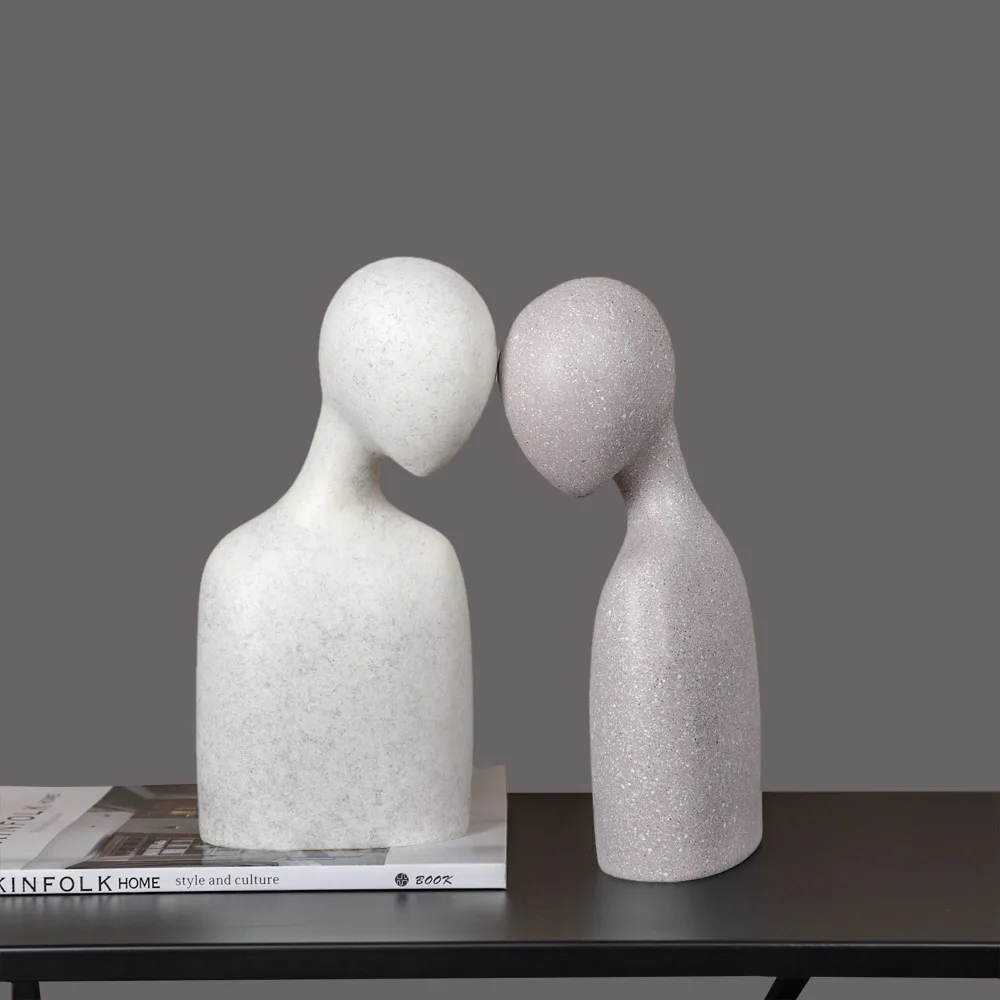 Nordic Abstract Couple statue resina persone scultura amante busto ornamenti decorazioni per la casa grandi dimensioni uomo donna figurine bianco