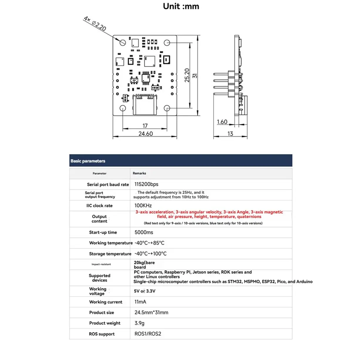 DT81 IMU High-Precision Attitude Sensor Module 10-Axis Support AHRS Attitude Calculation for ROS Robot