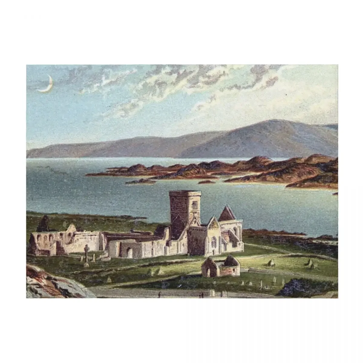 

Vintage Illustration of Iona Abbey, Isle of Iona Throw Blanket Decorative Throw Luxury Brand blankets ands manga Blankets