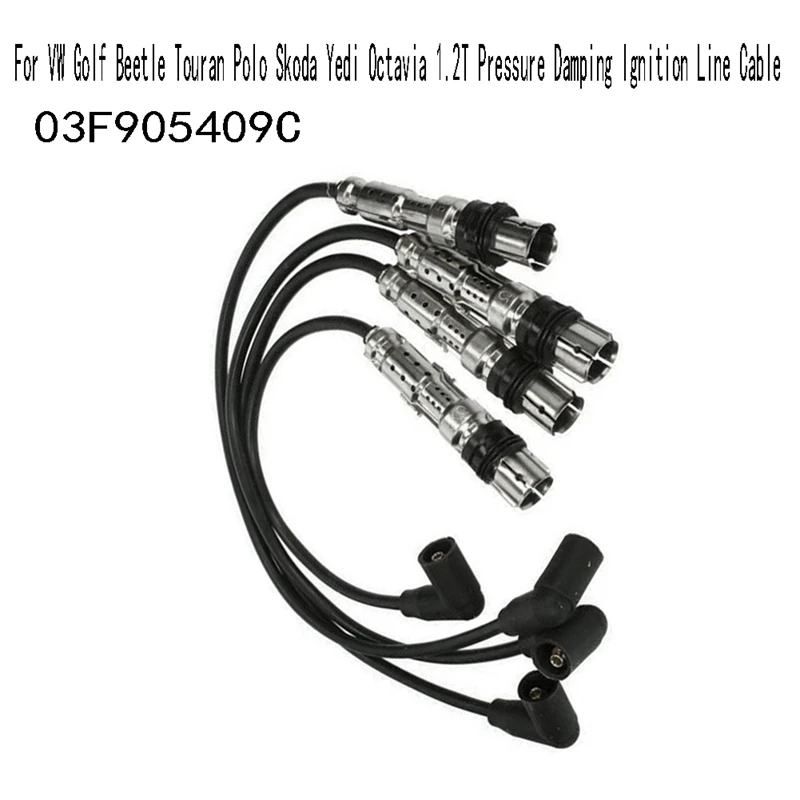 Complete 4Pcs 8Mm Ignition Wire Set 03F905409C For VW Golf Beetle Touran Polo Skoda Yedi Octavia 1.2T