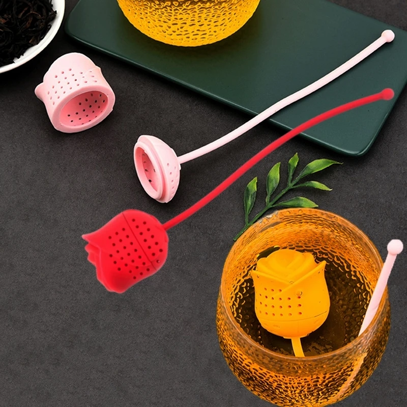 

2pcs/set Creative Rose Design Loose Tea Strainer,Silicone Tea infuser,Reusable,Fine Mesh,Easy-Clean Design,for Loose Leaf Tea