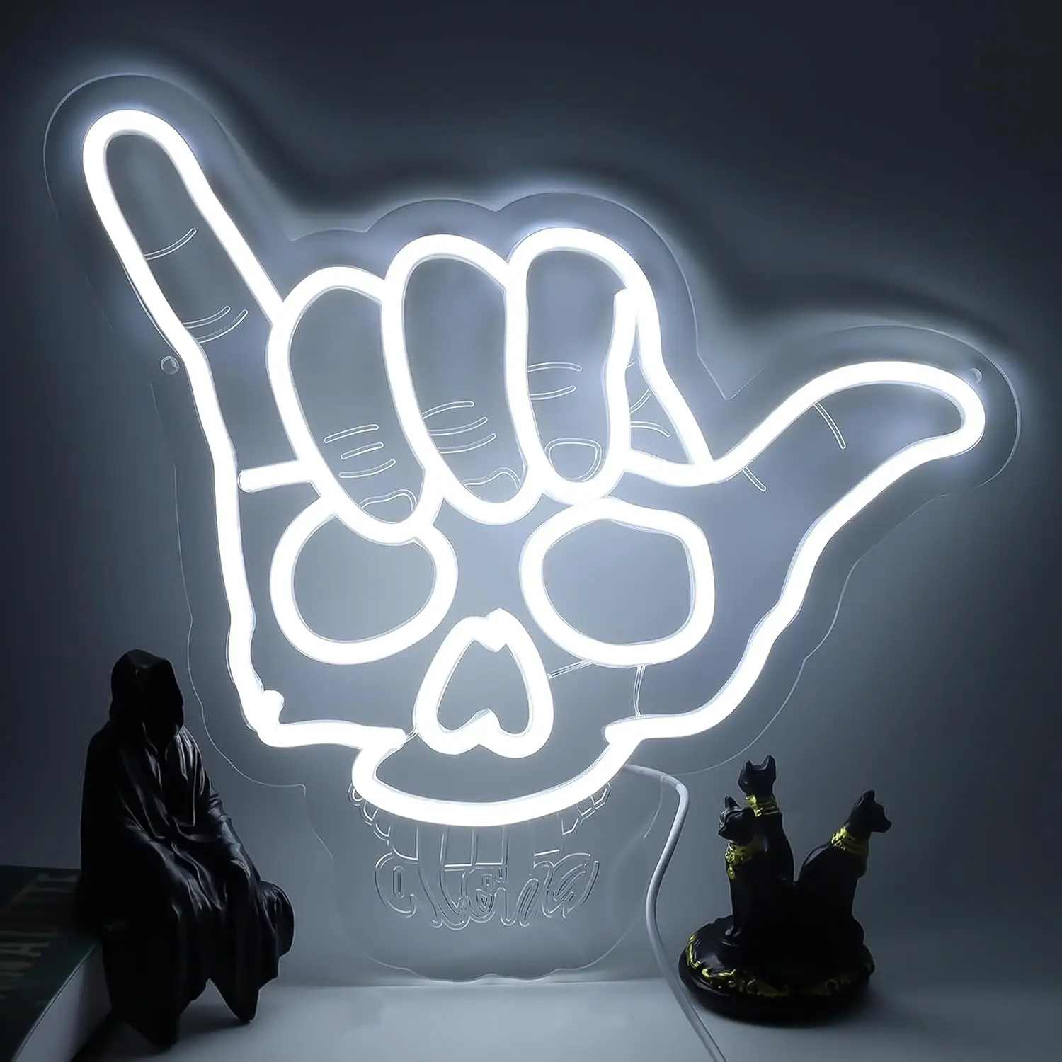 

Skull Gesture Neon Sign USB Powered Dimmable LED Neon Light for Bedroom Living Room Bar Club Game Room Decor Personzalized Gift