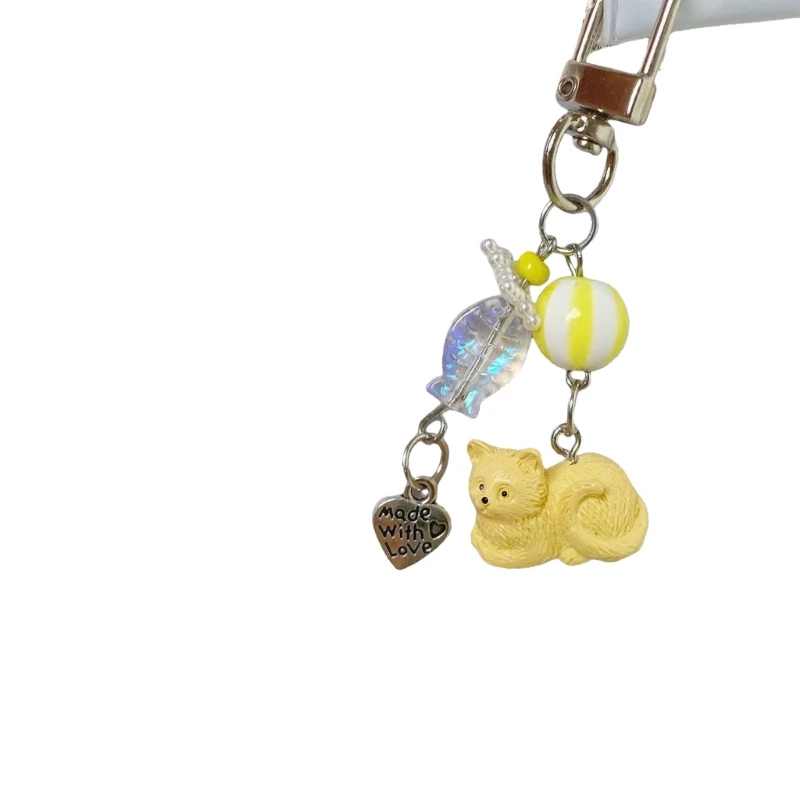 Multipurpose Lovely Clutching Plush Keychain Charm Pendant Portable Resin Bag Ornament for All Ages Casual Wear