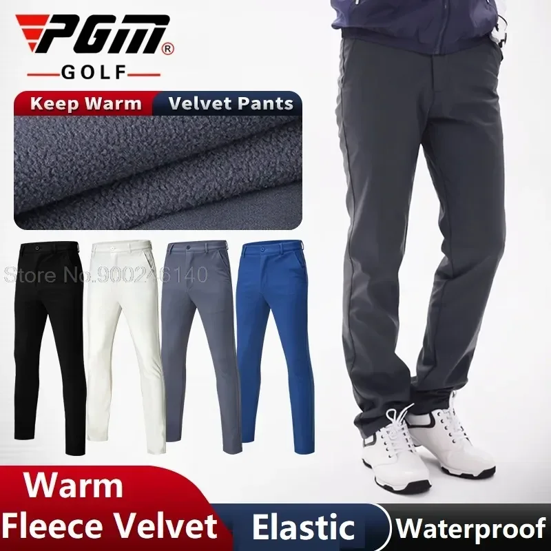 Pgm Golf Pants Men'S Plus Velvet Autumn Winter Golf Ball Pants Men Waterproof Rain Snow Keep Warm Trousers Elastic Sport Pants