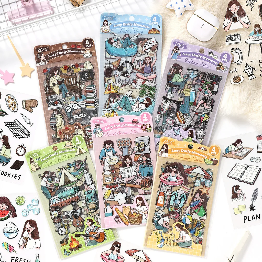4 BÖLCHEN Scrapbook-Aufkleber, Journaling-Zubehör, Bastel-Collage-Sticker, Junk-Journal-Deko für Kartenherstellung, Dekorativ