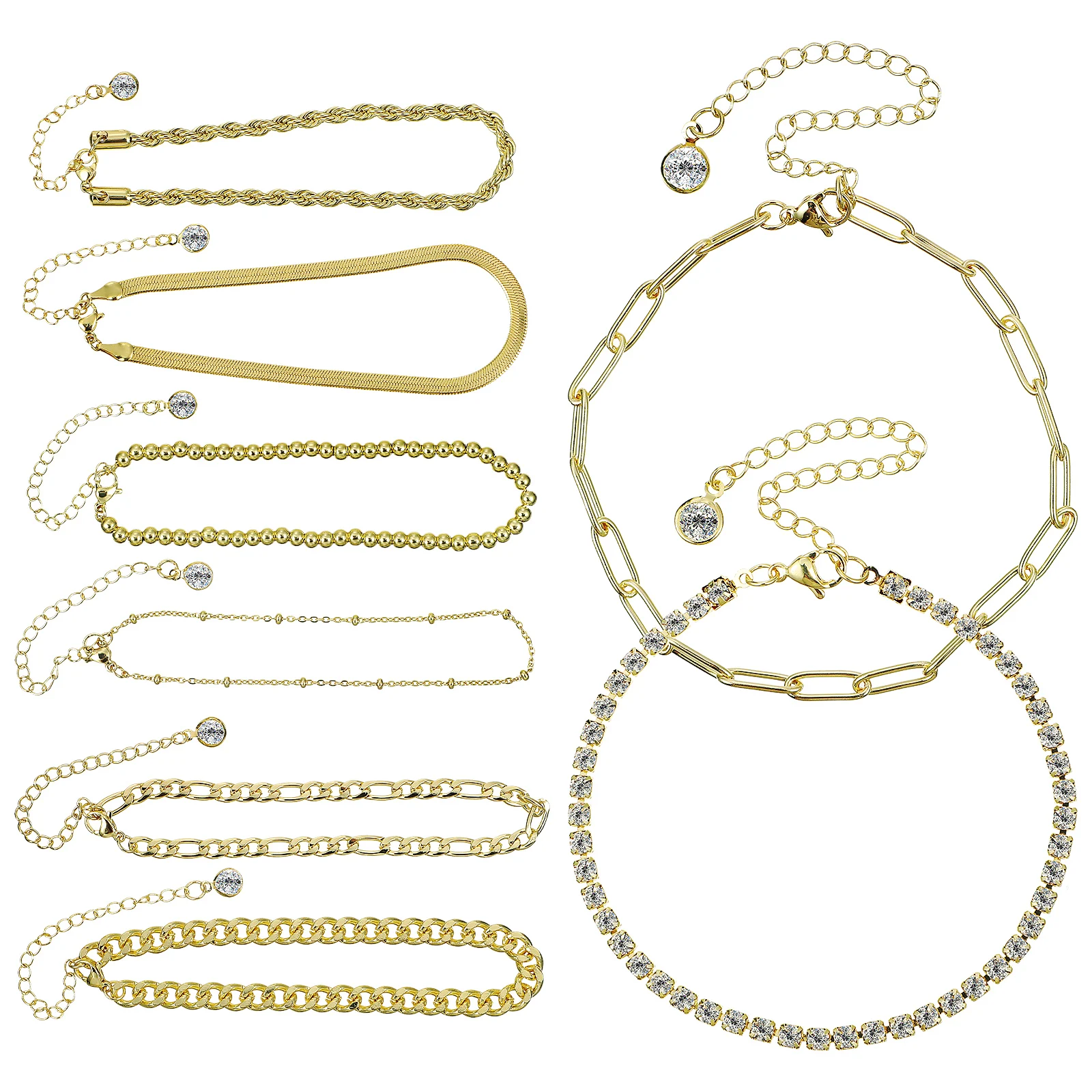 

8Pcs Women's Bracelet Set Stylish Adjustable Chain Bracelets for Layering Perfect for Any Occasion Jewelry Gift